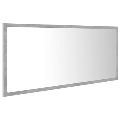 804944 vidaXL LED Bathroom Mirror Concrete Grey 100x8,5x37 cm Acrylic