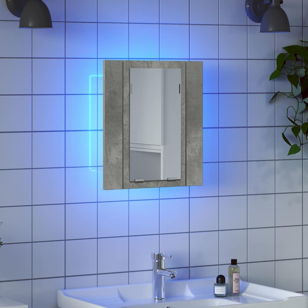 LED Bathroom Mirror Cabinet Concrete Grey 40x12x45 cm Acrylic