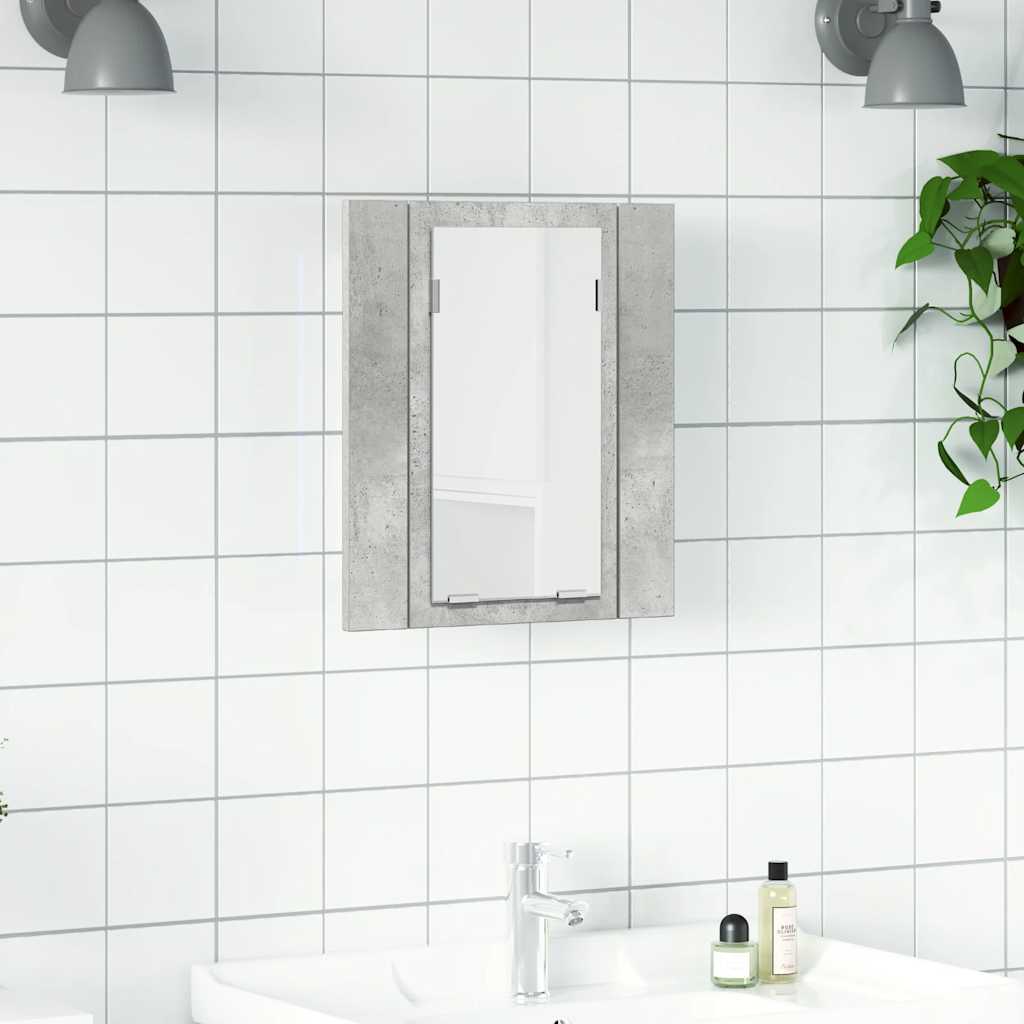 LED Bathroom Mirror Cabinet Concrete Grey 40x12x45 cm Acrylic