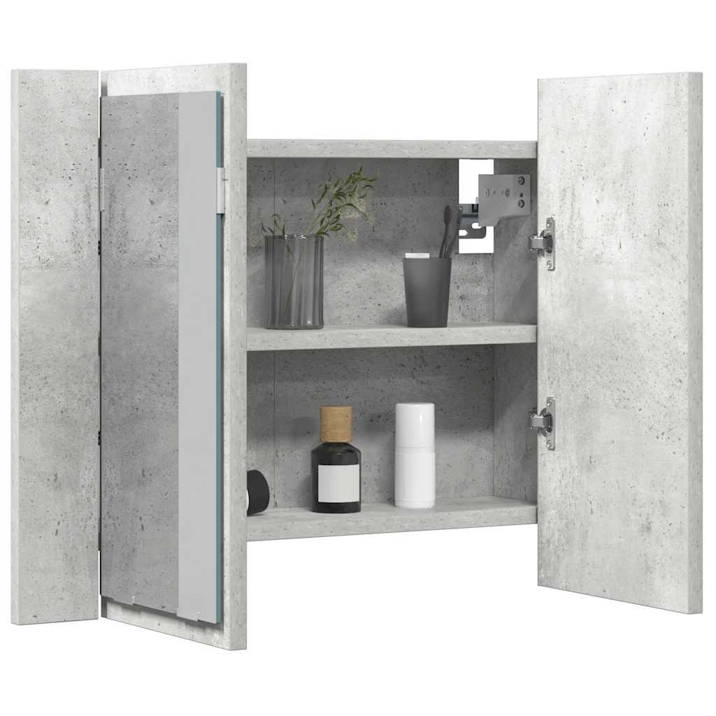 LED Bathroom Mirror Cabinet Concrete Grey 60x12x45 cm Acrylic