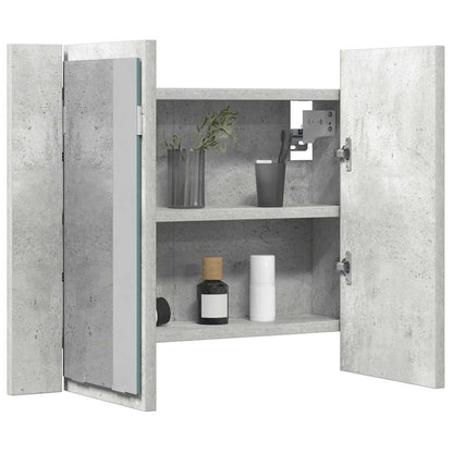 LED Bathroom Mirror Cabinet Concrete Grey 60x12x45 cm Acrylic