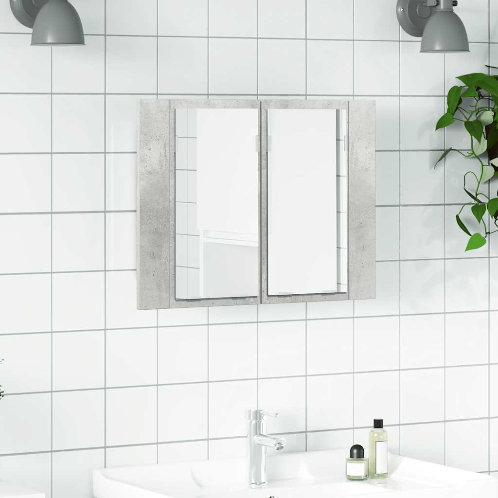 LED Bathroom Mirror Cabinet Concrete Grey 60x12x45 cm Acrylic