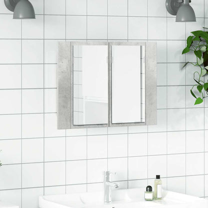 LED Bathroom Mirror Cabinet Concrete Grey 60x12x45 cm Acrylic