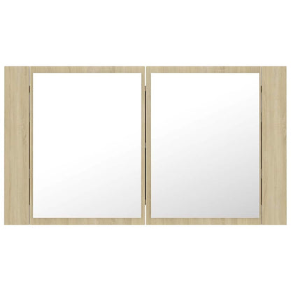 804967 vidaXL LED Bathroom Mirror Cabinet Sonoma Oak 80x12x45 cm Acrylic