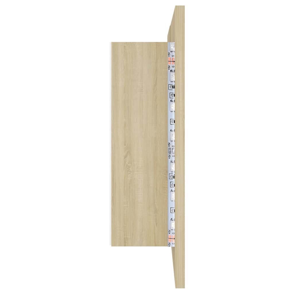 804967 vidaXL LED Bathroom Mirror Cabinet Sonoma Oak 80x12x45 cm Acrylic
