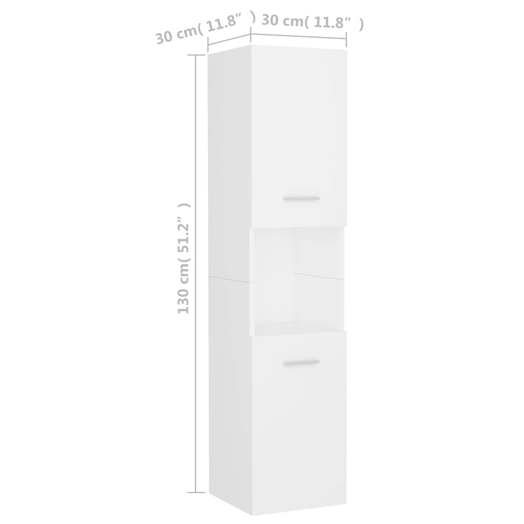 Bathroom Cabinet White 30x30x130 cm Engineered Wood