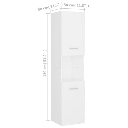 Bathroom Cabinet White 30x30x130 cm Engineered Wood