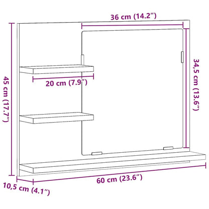 Bathroom Mirror Sonoma Oak 60x10.5x45 cm Engineered Wood