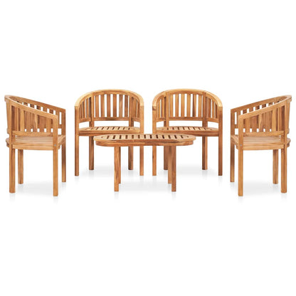 5 Piece Banana Garden Lounge Set Solid Teak Wood