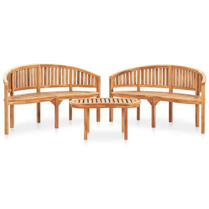 3 Piece Banana Garden Lounge Set Solid Teak Wood