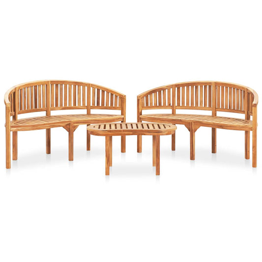 3 Piece Banana Garden Lounge Set Solid Teak Wood