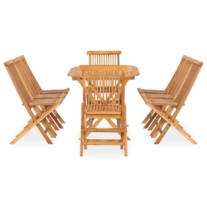 9 Piece Folding Outdoor Dining Set Solid Teak Wood