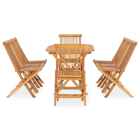 9 Piece Folding Outdoor Dining Set Solid Teak Wood