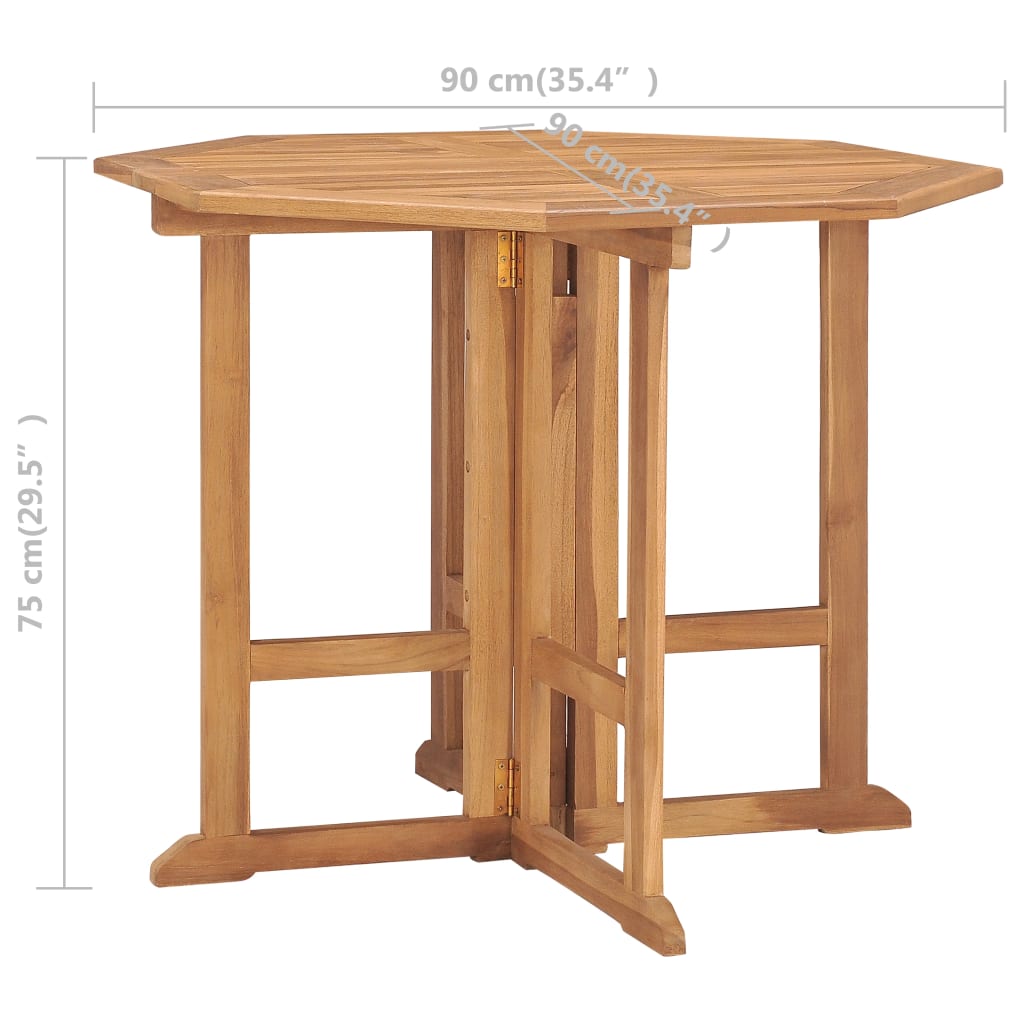 Outdoor Dining Set | Natural Teak | 5 Piece | Folding | Round