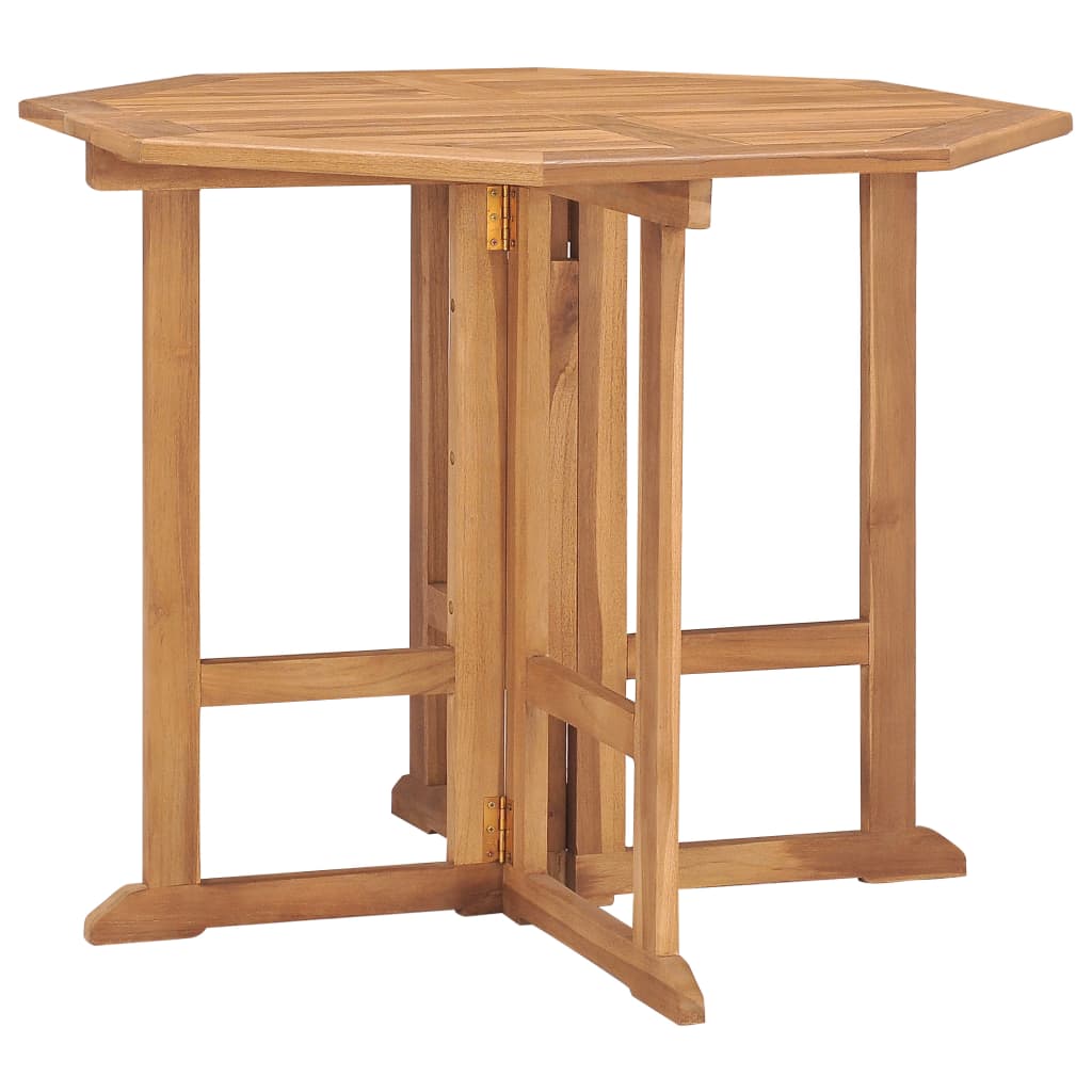 Outdoor Dining Set | Natural Teak | 5 Piece | Folding | Round