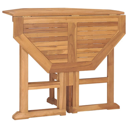 Outdoor Dining Set | Natural Teak | 5 Piece | Folding | Round
