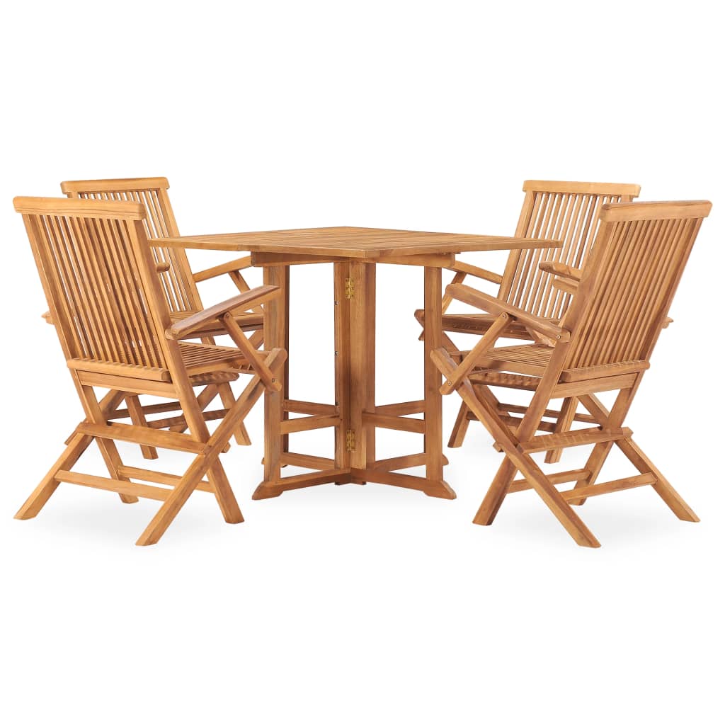 Outdoor Dining Set | Teak | Solid Teak Wood | 5-Piece | Foldable