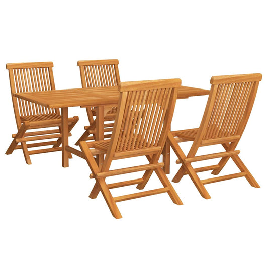 5 Piece Garden Dining Set Solid Teak Wood