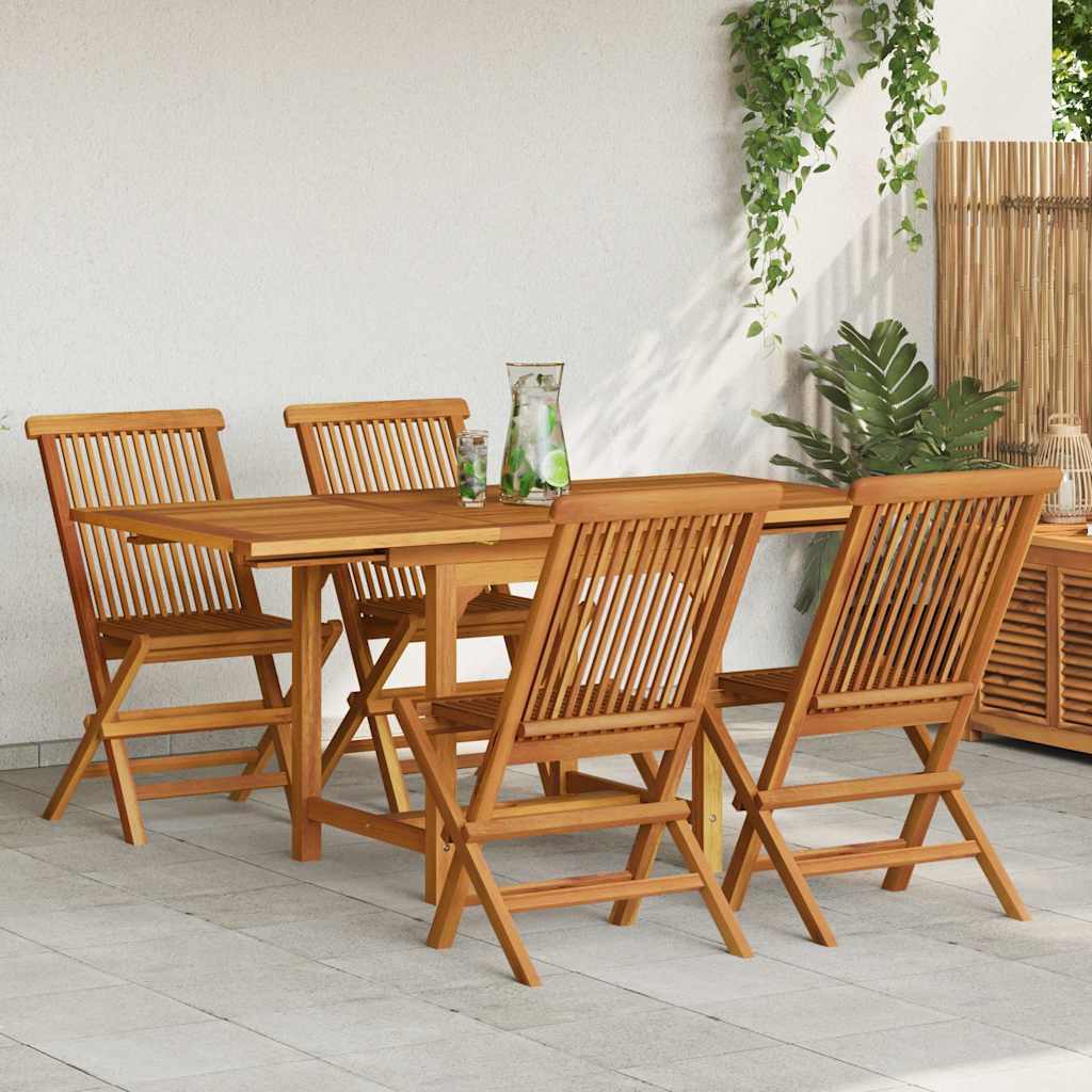 5 Piece Garden Dining Set Solid Teak Wood