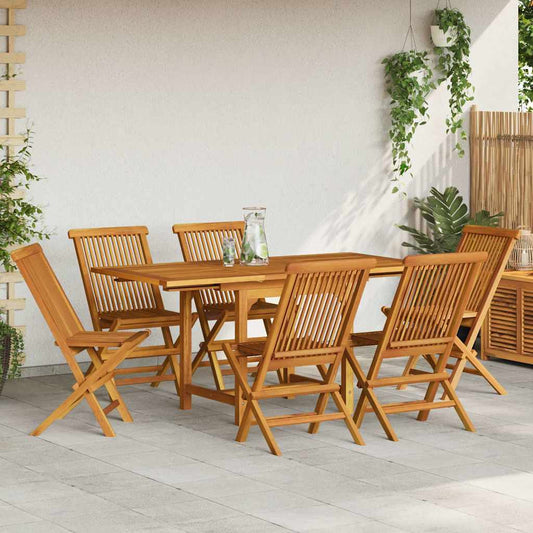 7 Piece Garden Dining Set Solid Teak Wood