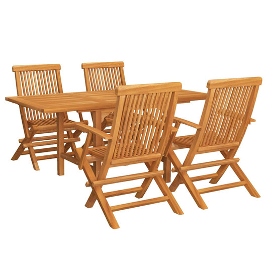 5 Piece Garden Dining Set Solid Teak Wood