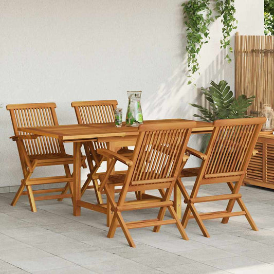 5 Piece Garden Dining Set Solid Teak Wood