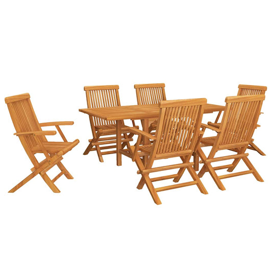 7 Piece Garden Dining Set Solid Teak Wood