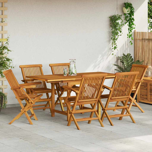 7 Piece Garden Dining Set Solid Teak Wood