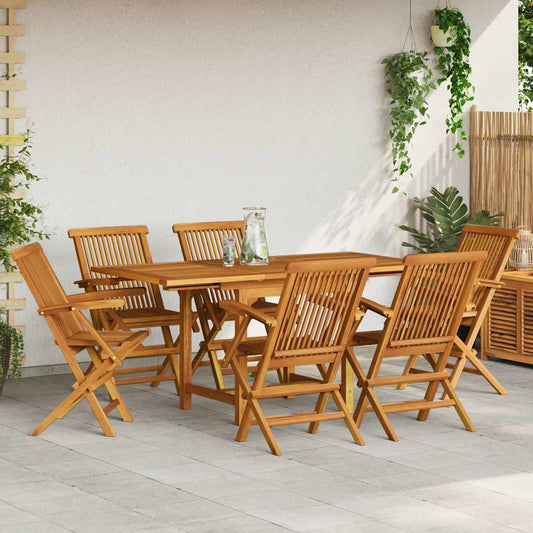 7 Piece Garden Dining Set Solid Teak Wood