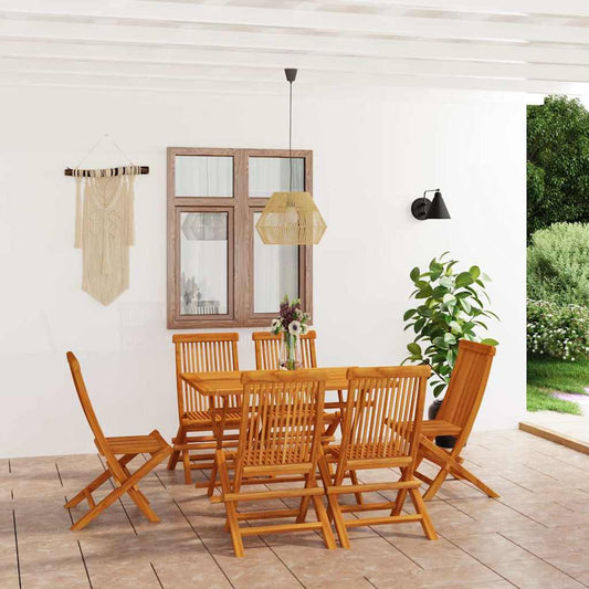 7 Piece Garden Dining Set Solid Teak Wood