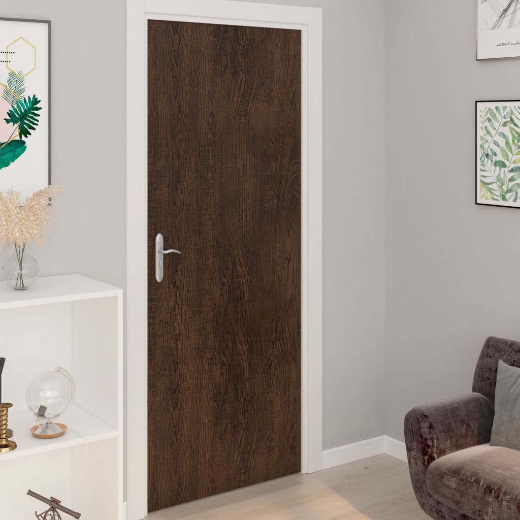 Door Film | Set of 4 | Dark Oak | PVC | 210 x 90 cm | Decorative Inlays