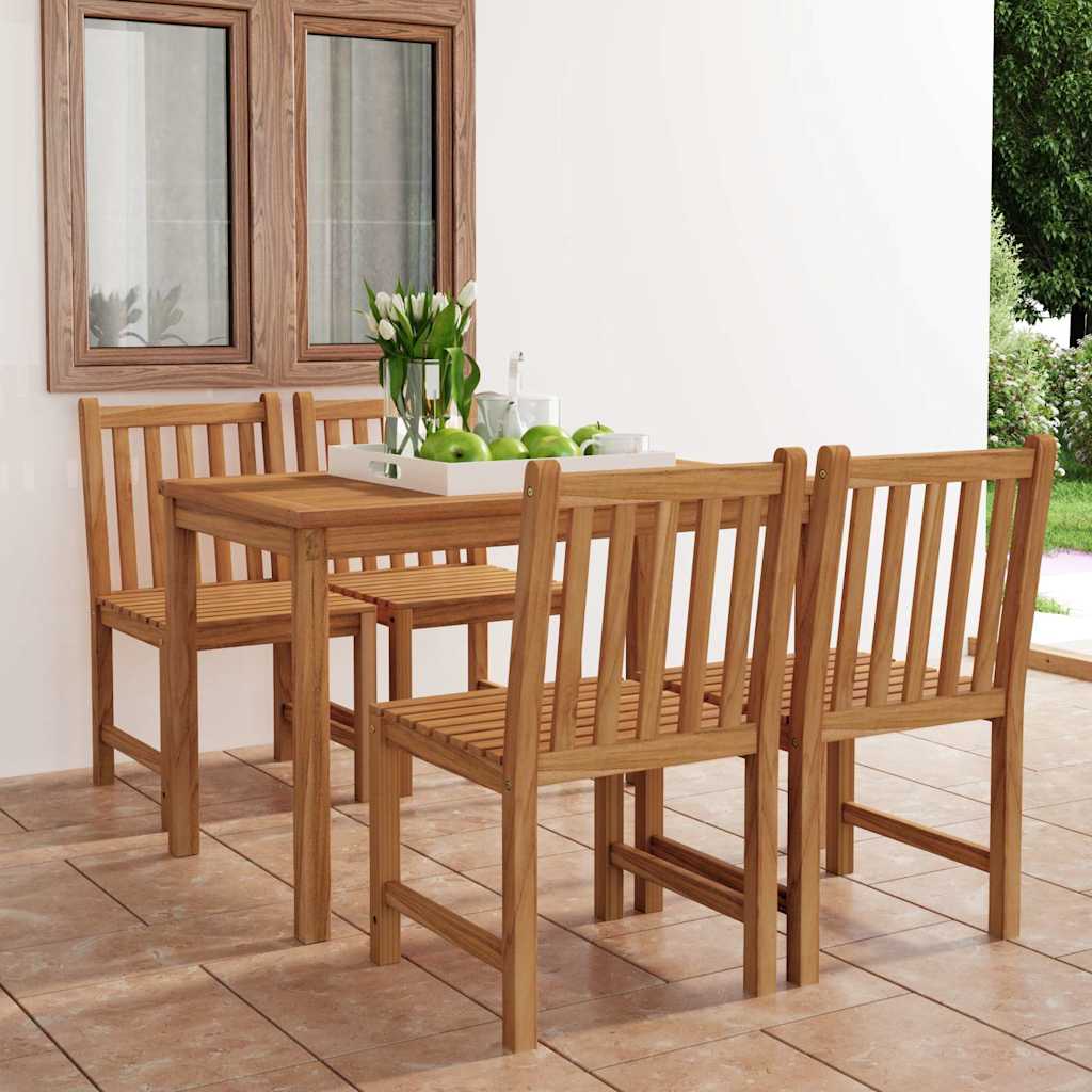 5 Piece Garden Dining Set 120x70 cm Solid Teak Wood