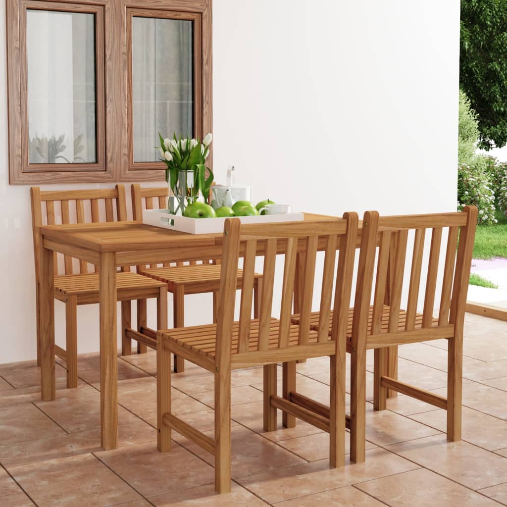 Garden Dining Set | Warm wood color | Fine sanded teak hardwood | Medium