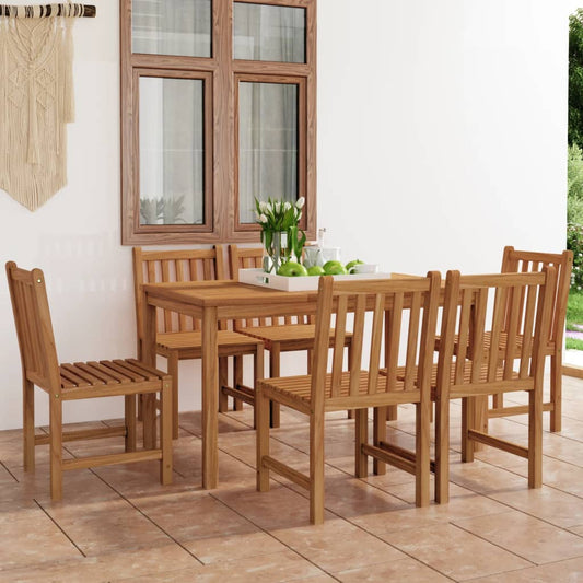7 Piece Garden Dining Set 140x80 cm Solid Teak Wood