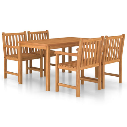 5 Piece Garden Dining Set 140x80 cm Solid Teak Wood