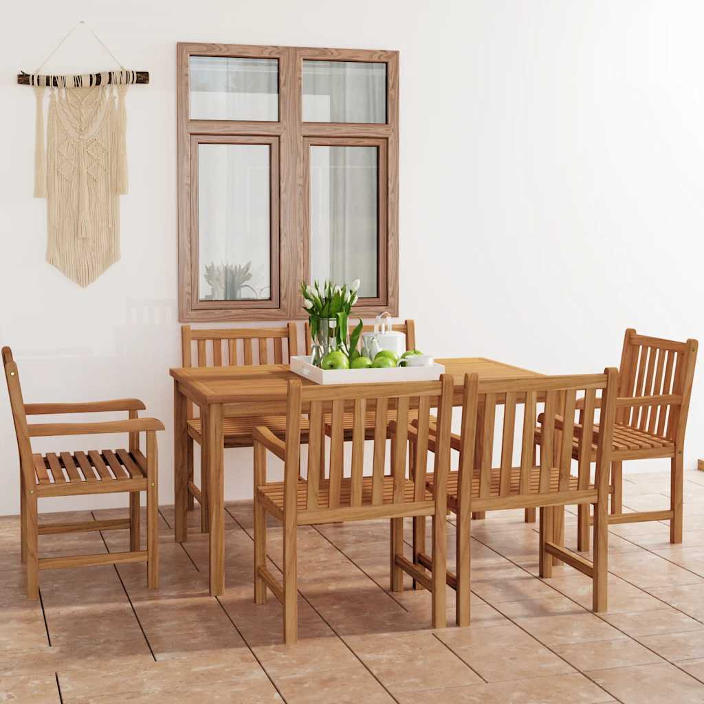 Garden Dining Set | Natural Teak | Solid Teak Wood | 7-Piece Set