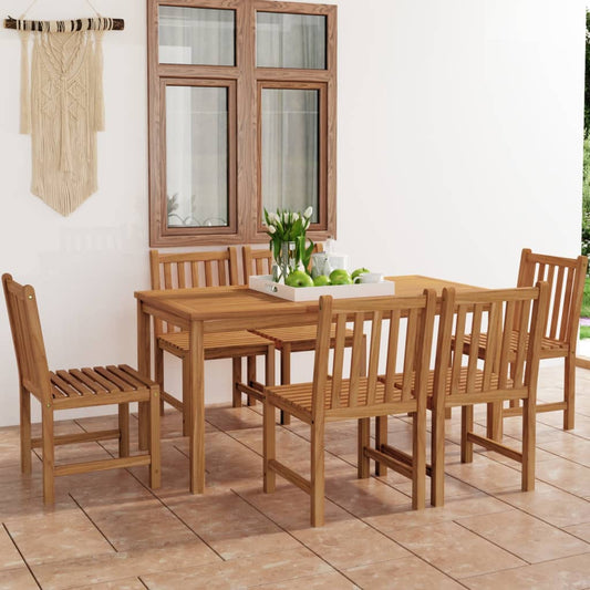 7 Piece Garden Dining Set 160x80 cm Solid Teak Wood