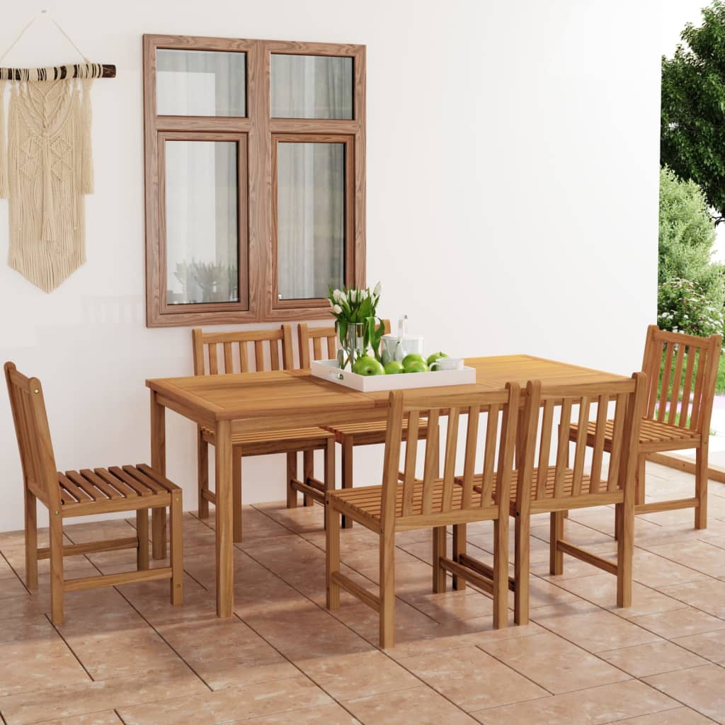7 Piece Garden Dining Set 180x90 cm Solid Teak Wood