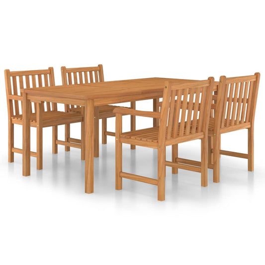Garden Dining Set | Teak Brown | Solid Teak Wood | 5 Piece Set | Durable