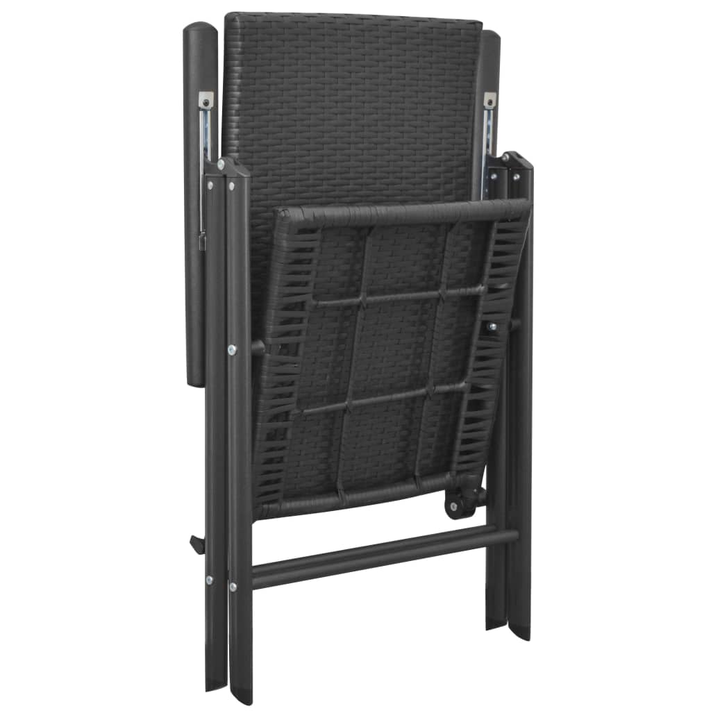 Dining Set | Black and Brown | PE rattan, WPC, Aluminium | Compact