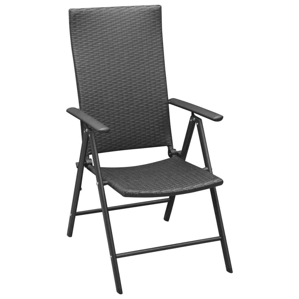 Dining Set | Black | Aluminium, PE Rattan, WPC | Medium | Foldable