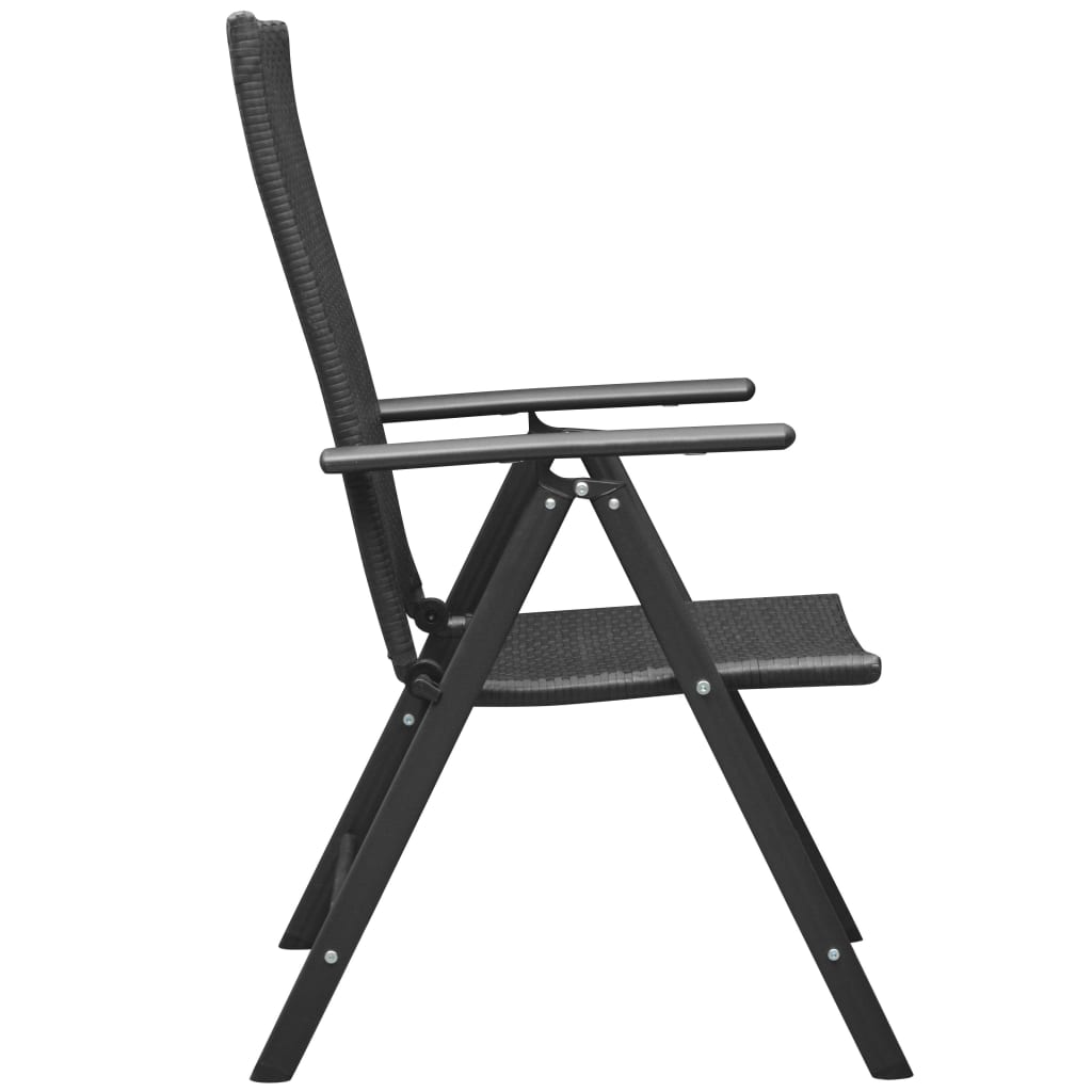 Dining Set | Black | Aluminium, PE Rattan, WPC | Medium | Foldable