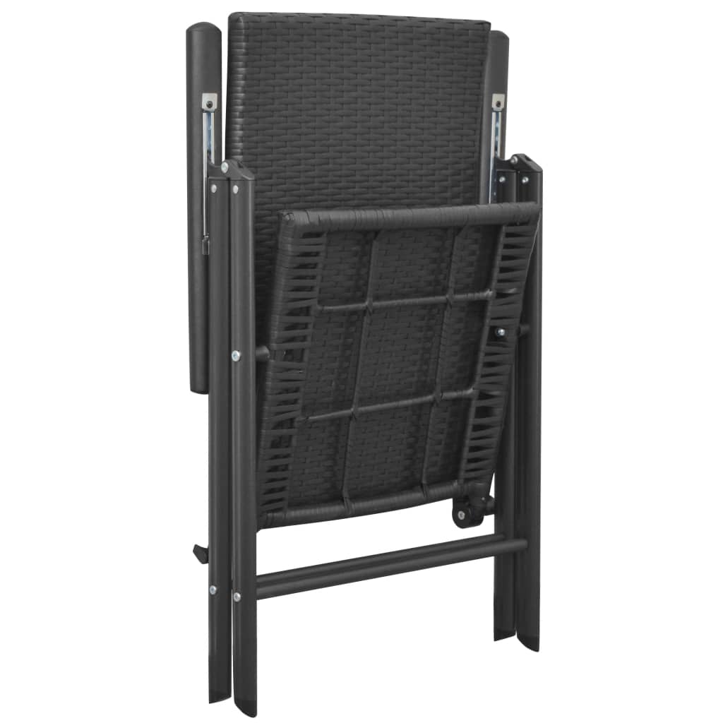 Dining Set | Black | Aluminium, PE Rattan, WPC | Medium | Foldable