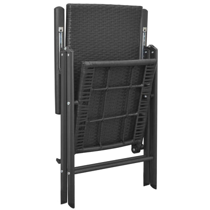 Dining Set | Black | Aluminium, PE Rattan, WPC | Medium | Foldable