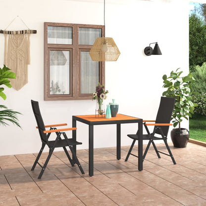 Dining Set | Black and Brown | PE Rattan, WPC, Aluminium | Medium