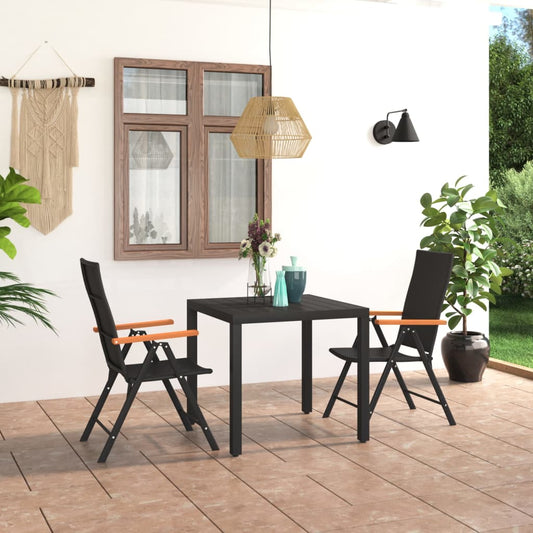 Dining Set | Black, Brown | PE rattan, WPC, aluminium | Small