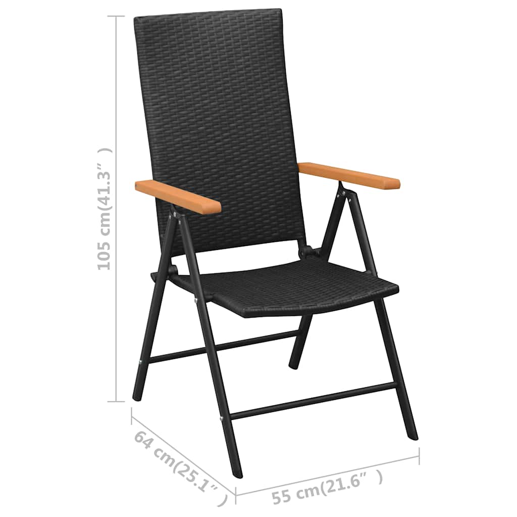 Dining Set | Black and Brown | PE Rattan, WPC, Steel, Glass | Standard
