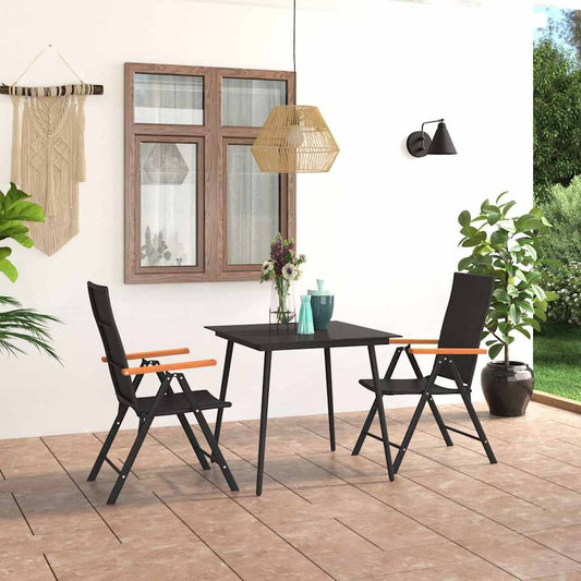 Dining Set | Black and Brown | PE Rattan, WPC, Steel, Glass | Standard