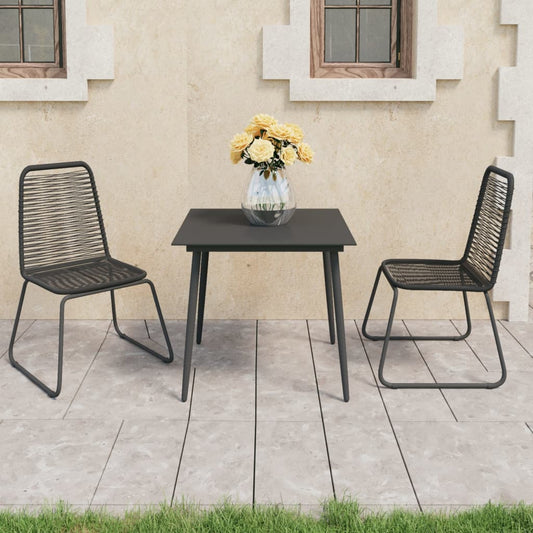 Dining Set | Black | PVC Rattan | Compact | Lightweight | Dining Set