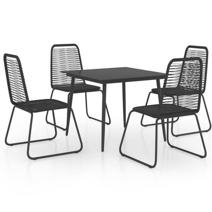Dining Set | Black | PVC Rattan, Powder-Coated Steel, Glass